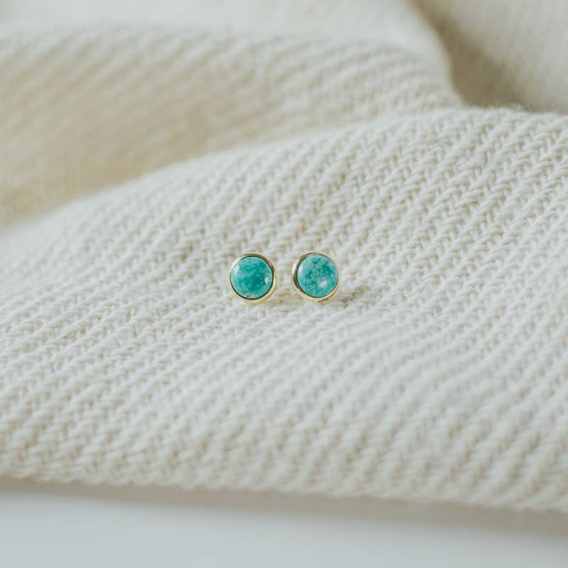 Commonform- Hyalite Studs // Turquoise: Brass / 8mm