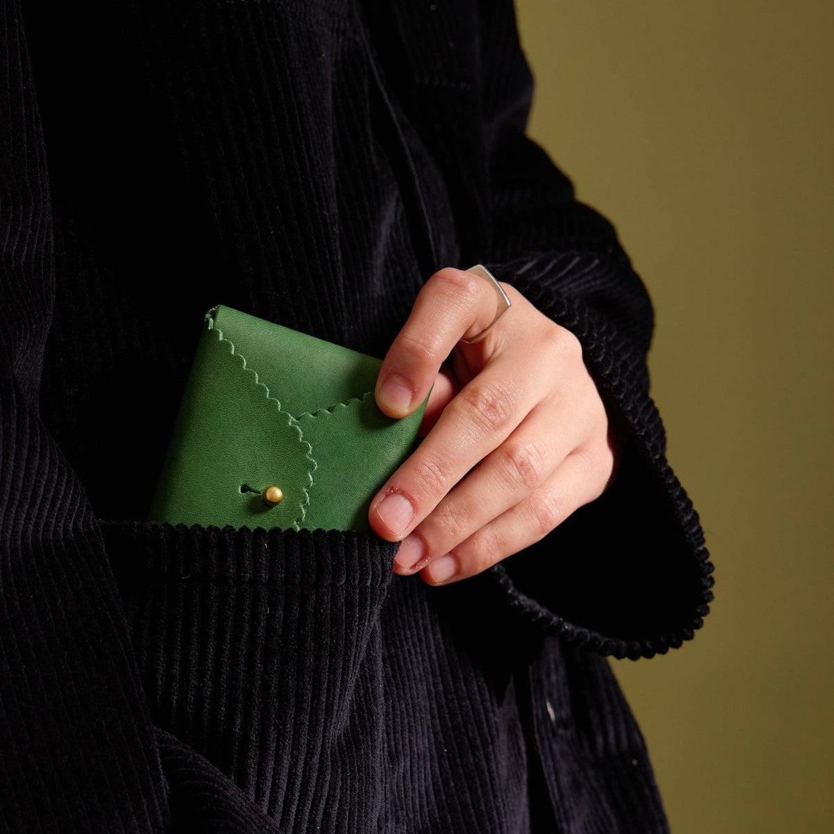 IMMODEST COTTON- Scallop Wallet | Pine + Robin's Egg