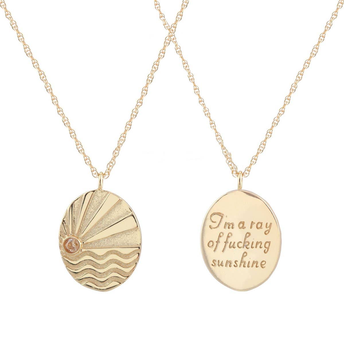 Ray of Sunshine Charm Necklace 18K Gold Vermeil | Sterling Silver Charm with Topaz Stone Gold Filled | Sterling Silver Rope Chain 22-24 Inches Nickel Free Ships from CA