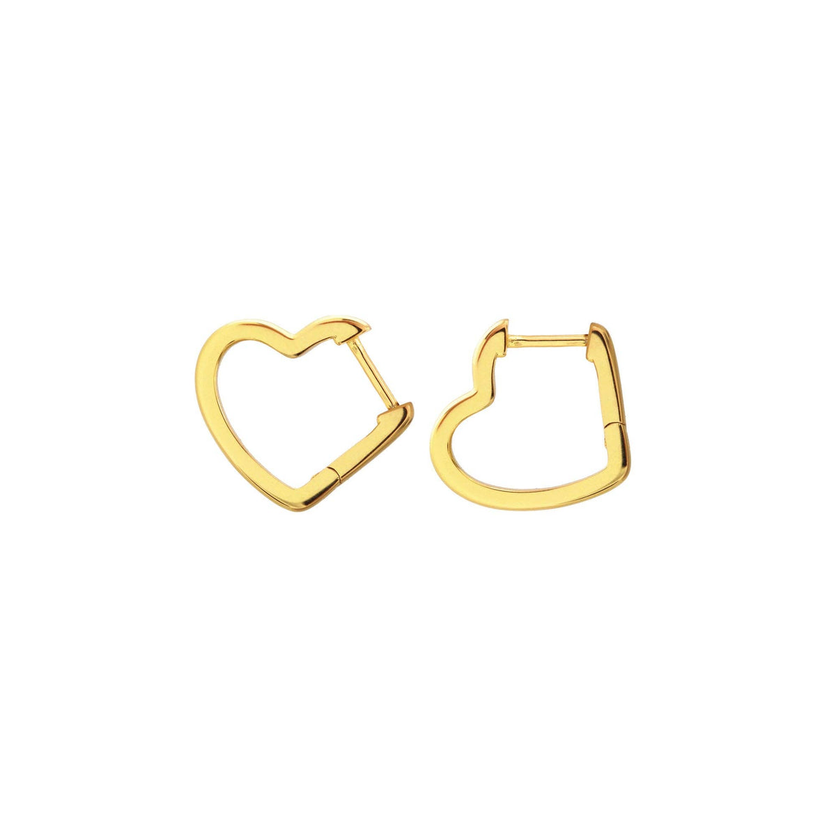 Open Heart Hinged Huggie Hoop Earrings