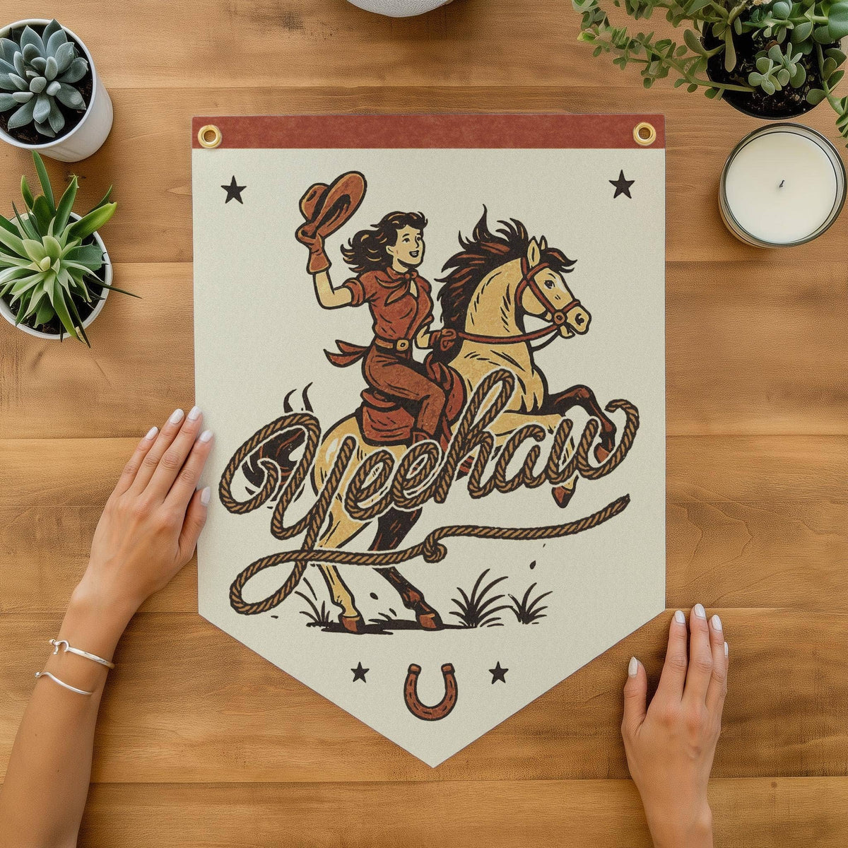 Yeehaw Felt Camp Flag