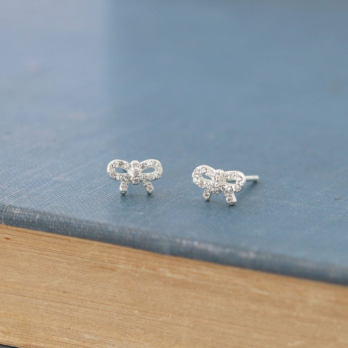 Bow with Crystals Stud Earrings