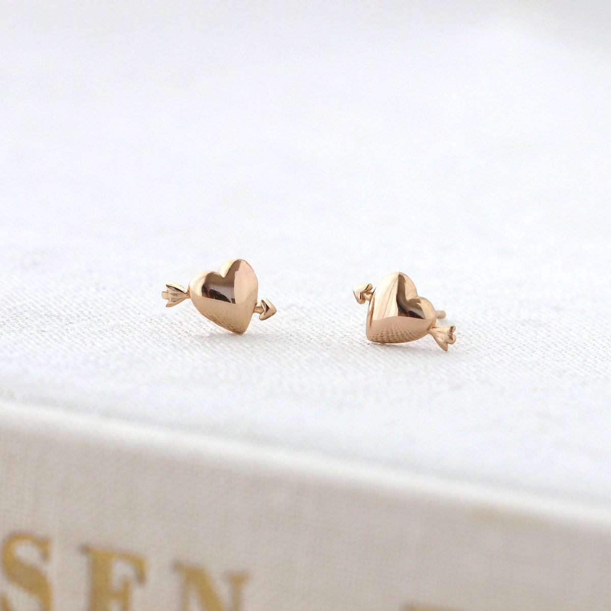 Heart with Arrow Stud Earrings