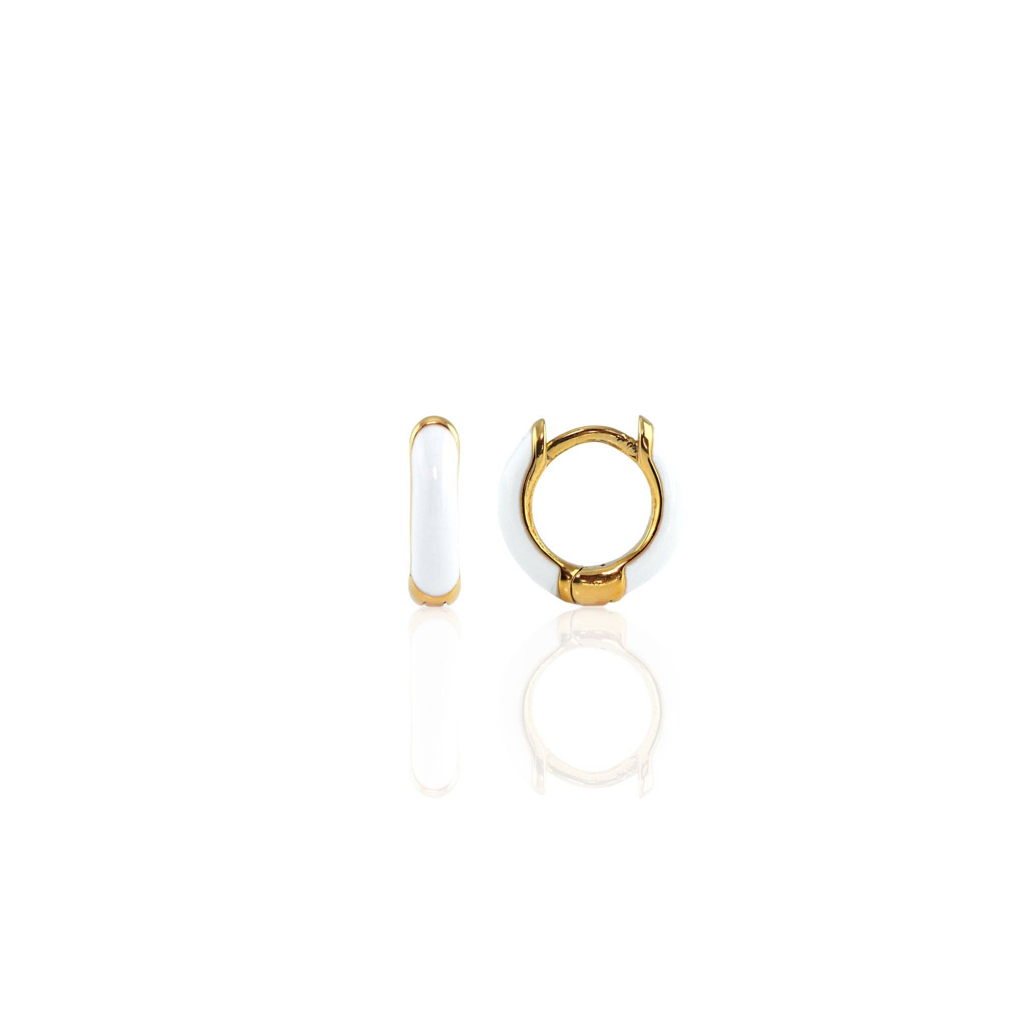 Enamel Huggie Hoop Earrings 18K Gold Vermeil | Sterling Silver 12mm Hoops Multiple Colors Hinge Closure Nickel Free Hypoallergenic Ships from CA