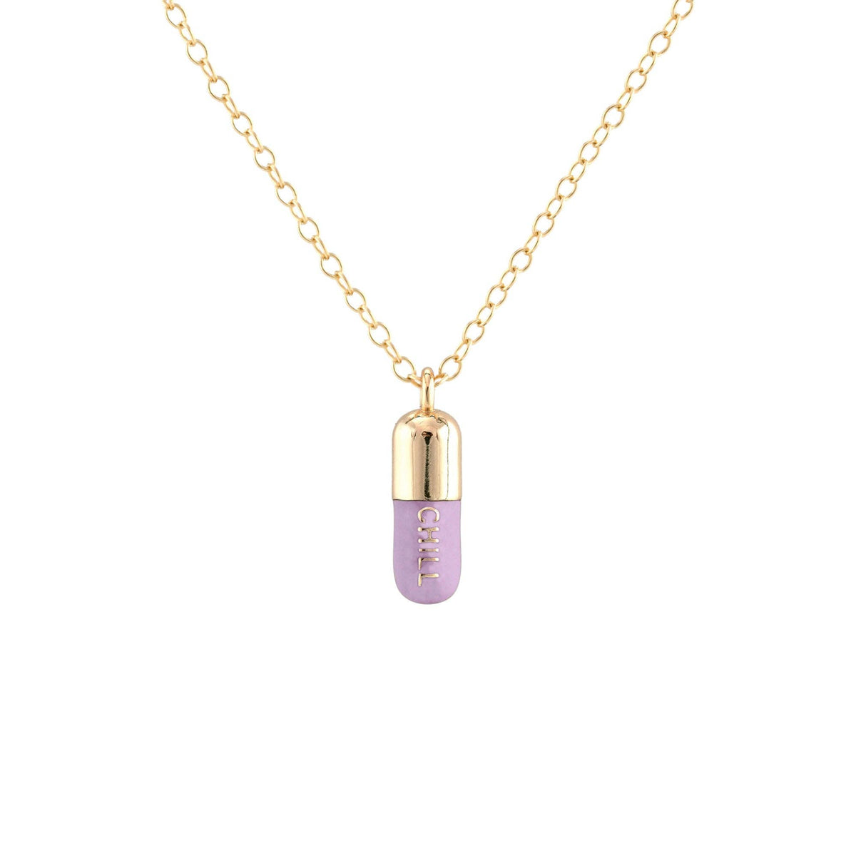 Chill Pill Enamel Necklace 18K Gold Vermeil | Sterling Silver Charm | Gold Filled | Sterling Silver Chain Multiple Colors 16-18 Inches Nickel Free Ships from CA