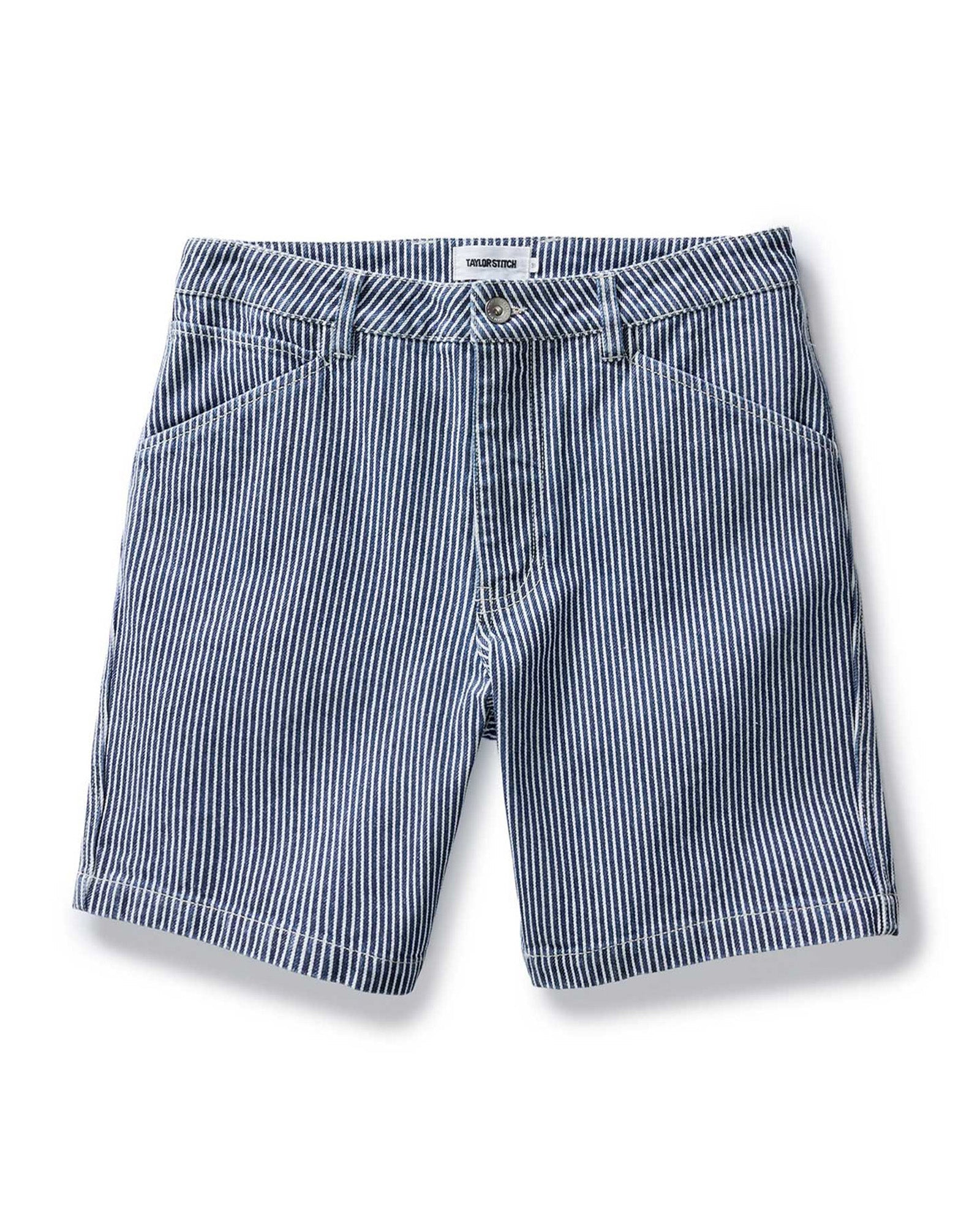 The Camp Short in Indigo Railroad Stripe