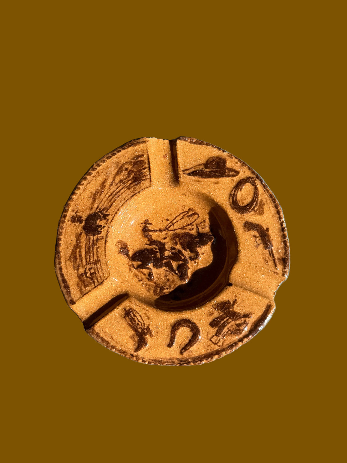 Danny D's Mudshop- Cowboy Ashtray in Santa Fe Brown