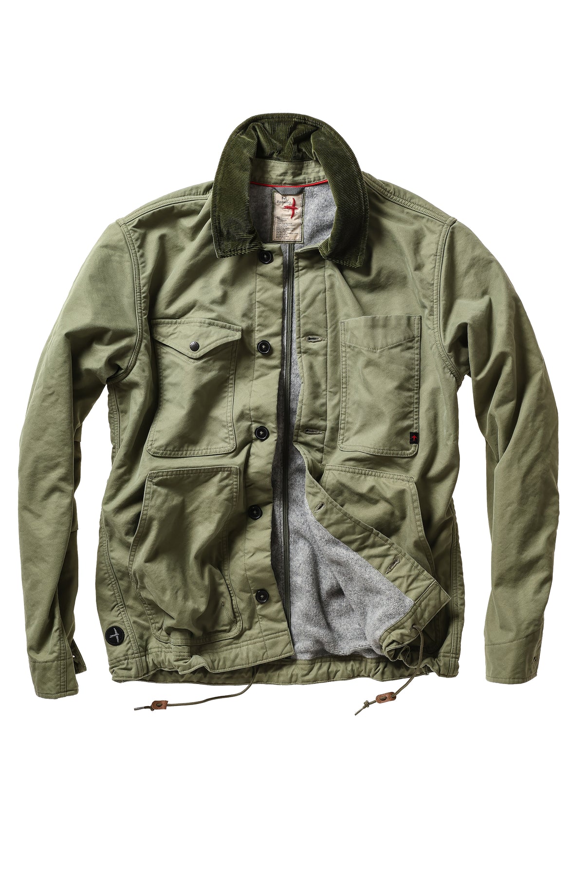Relwen Pile-Lined Chore Coat in Palm Green — front view