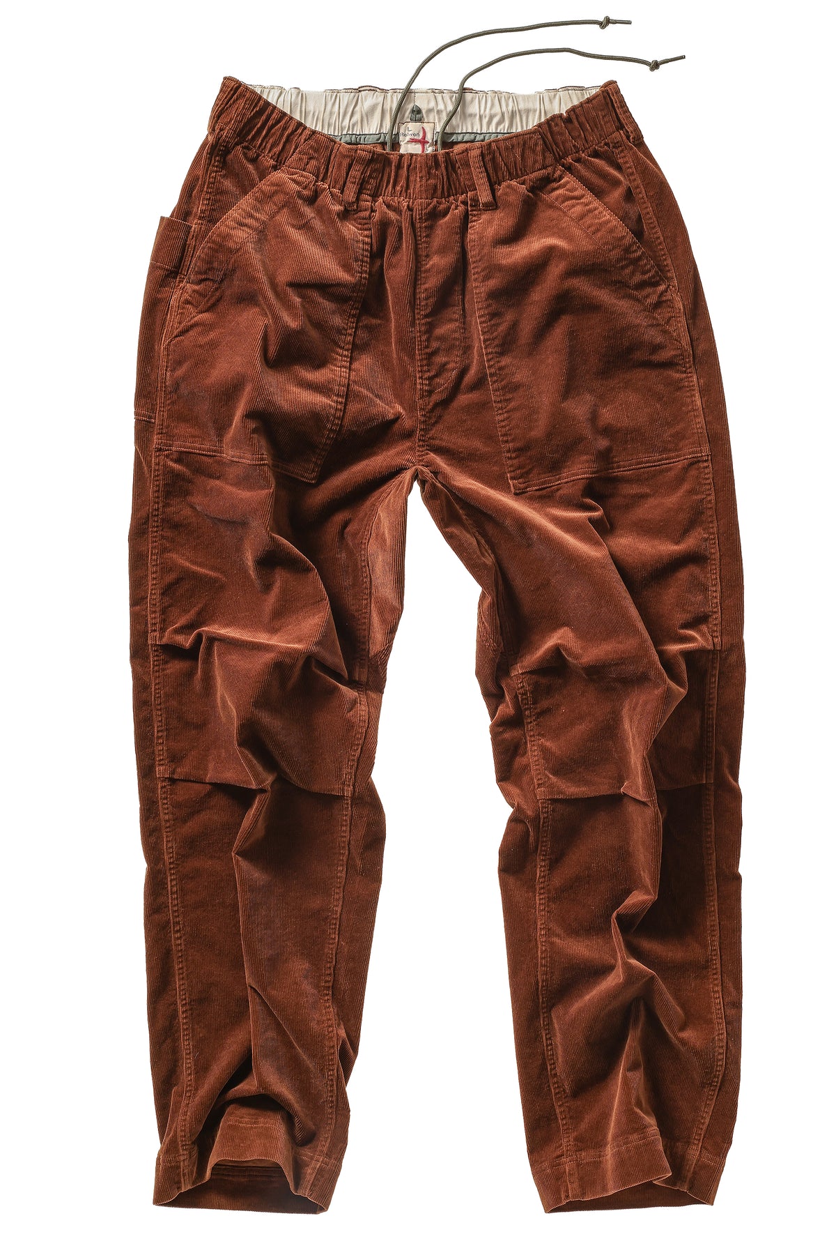 Relwen Drawstring Utility Pant in Chestnut Cord — front view