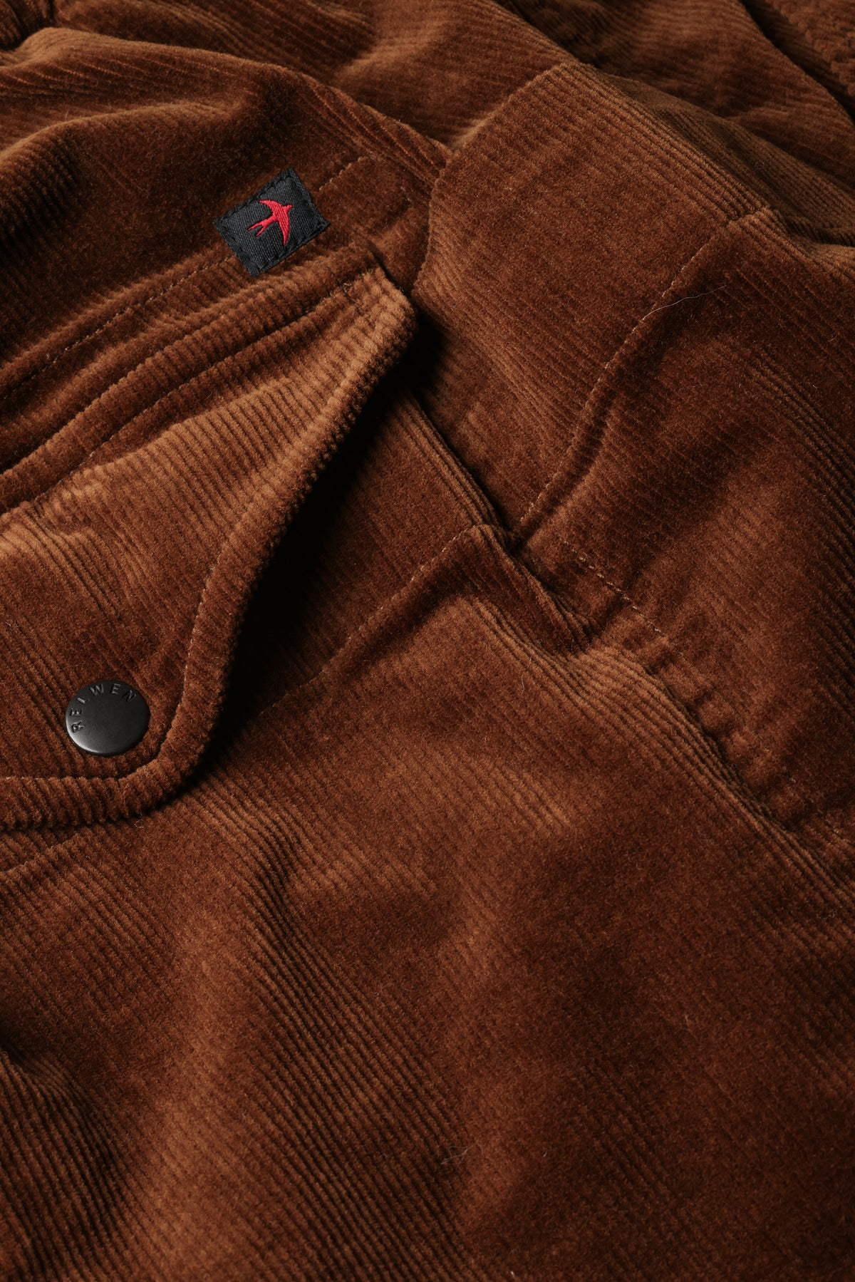 Relwen Drawstring Utility Pant in Chestnut Cord — detail view