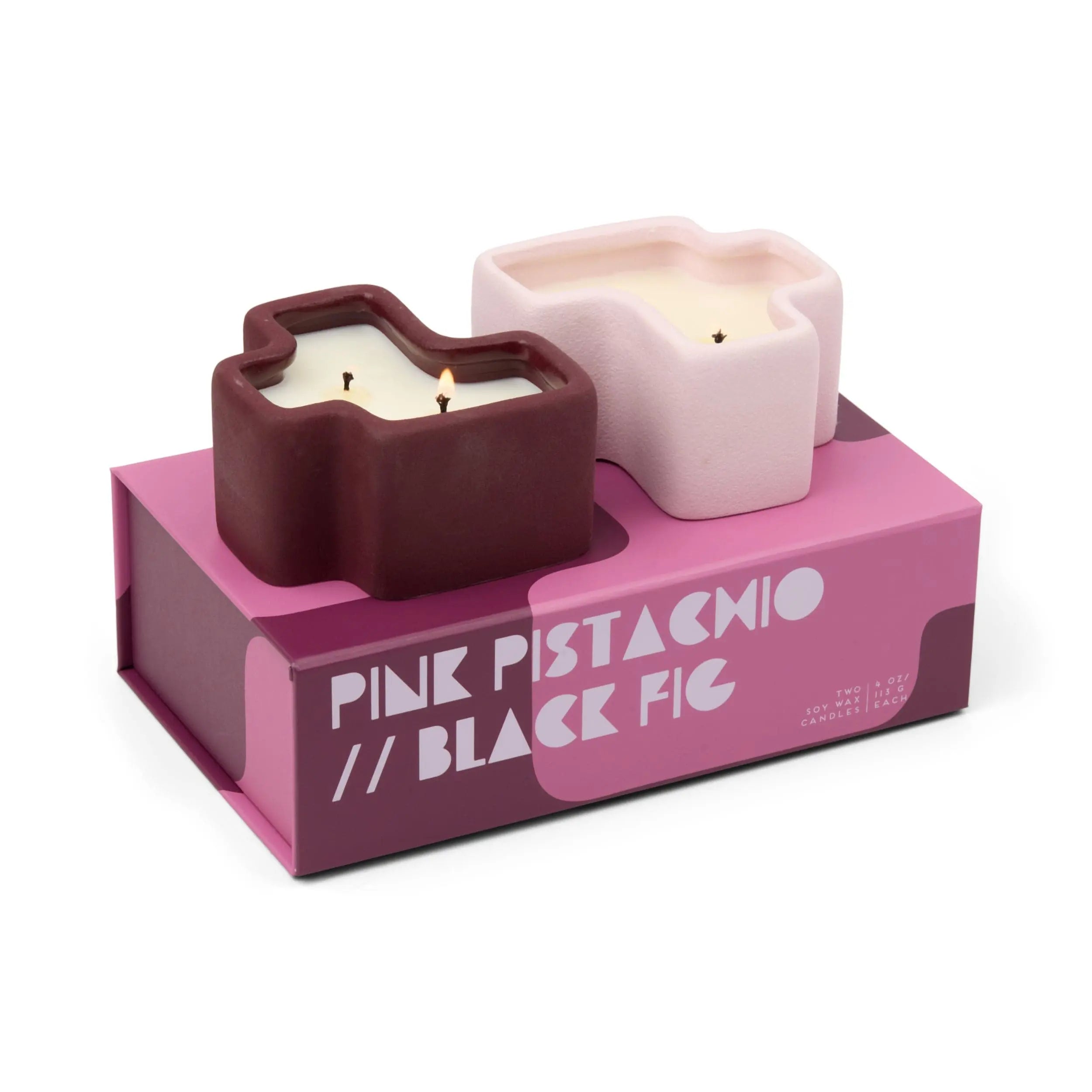 Paddywax Jigsaw Pink Pistachio / Black Fig 8oz Soy Wax Candles