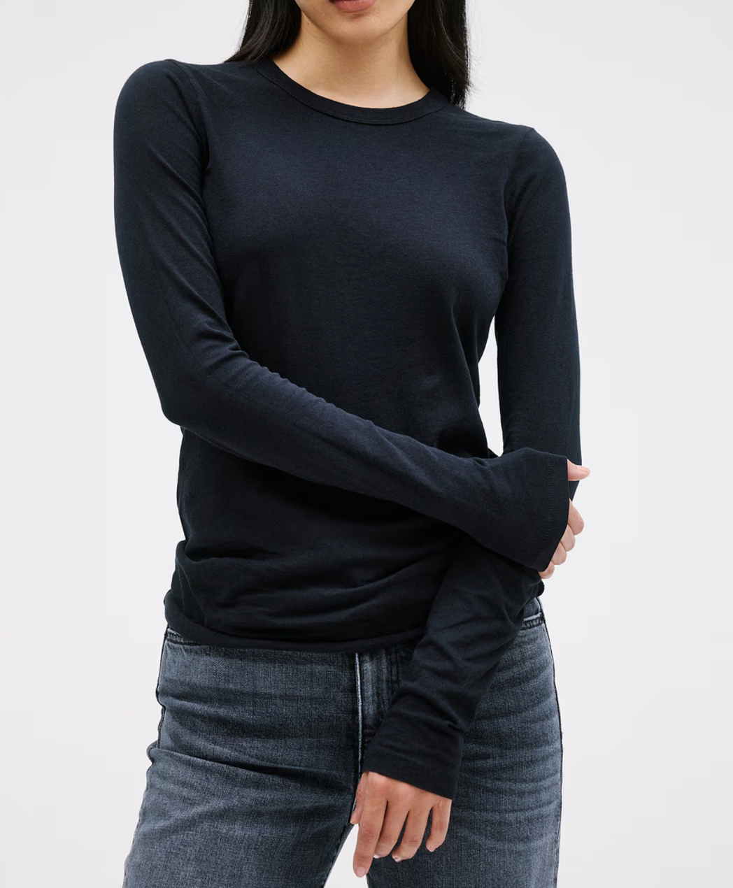 SLVRLAKE- Long Sleeve Baby Tee- Raven