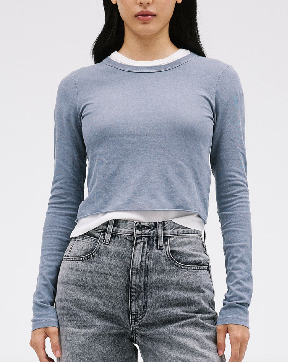 SLVRLAKE- Long Sleeve Baby Tee- Night Owl Gray