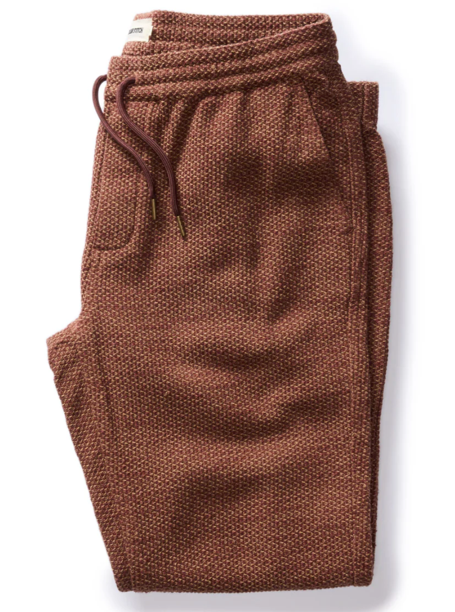 Taylor Stitch- The Apres Pant in Black Cherry Sashiko
