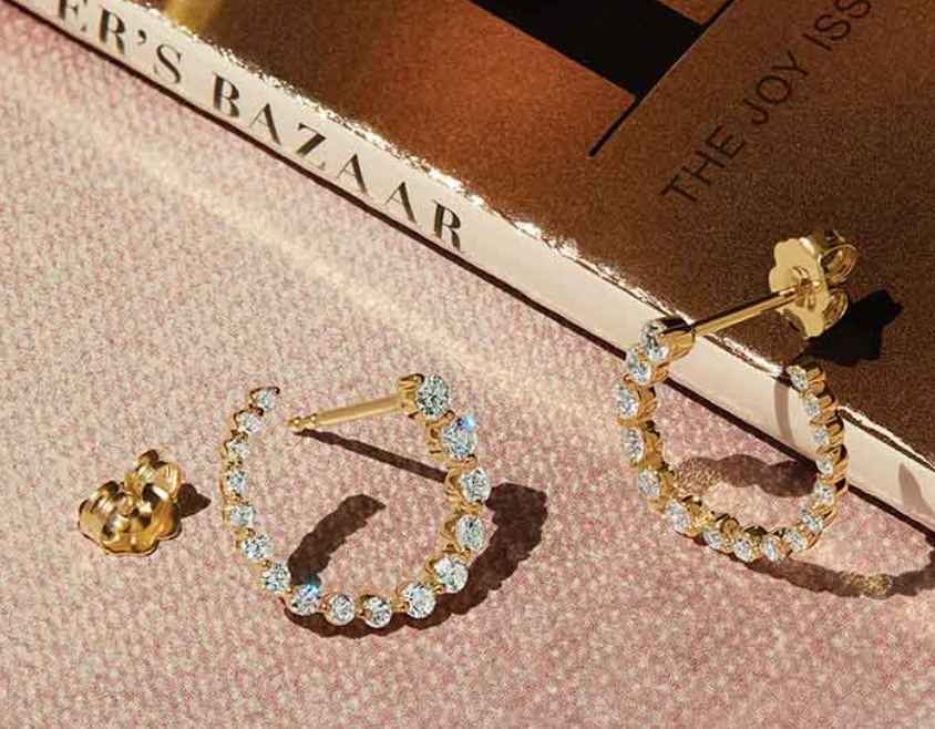 Spiral Diamond Hoop Earrings