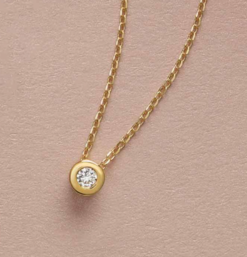 Bezel-Set Diamond Solitaire Necklace