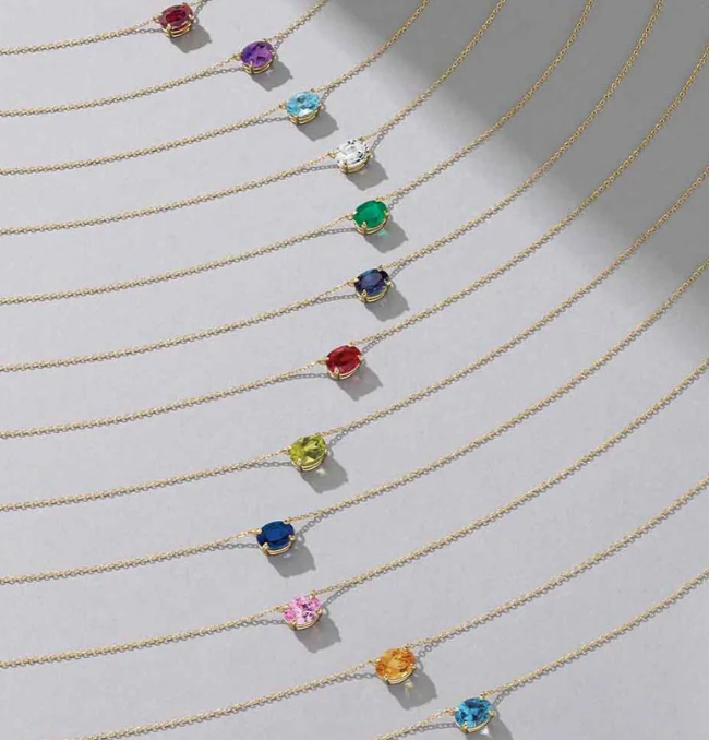 East West Oval Birthstone Necklace- Turquoise