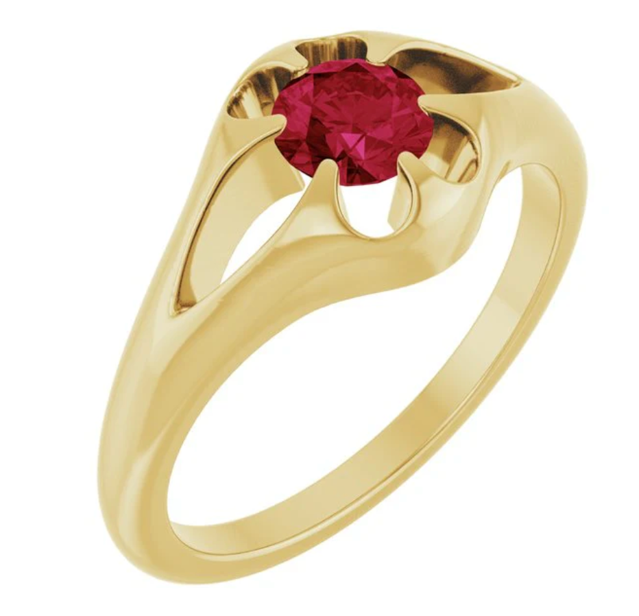 Belcher-Set Cocktail Ring- Ruby (July)