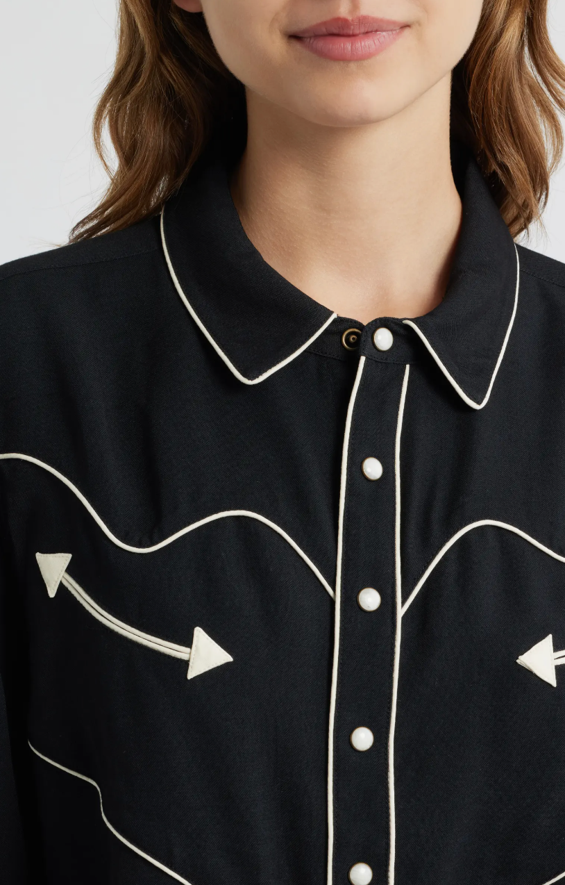 The Great. The Western Shirt- Black and Cream