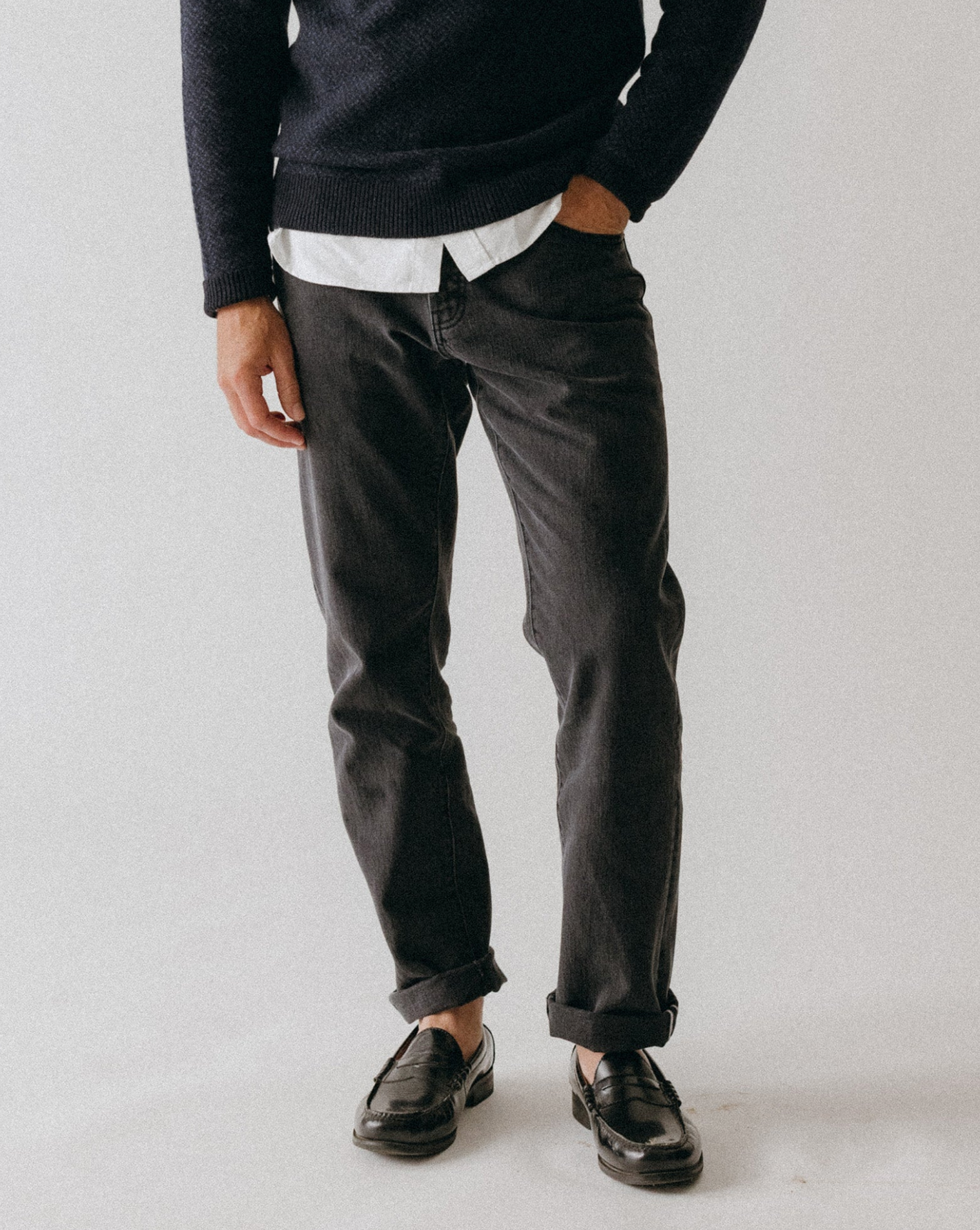 Taylor Stitch- The Democratic Jean in Washed Black Organic Slub Selvedge