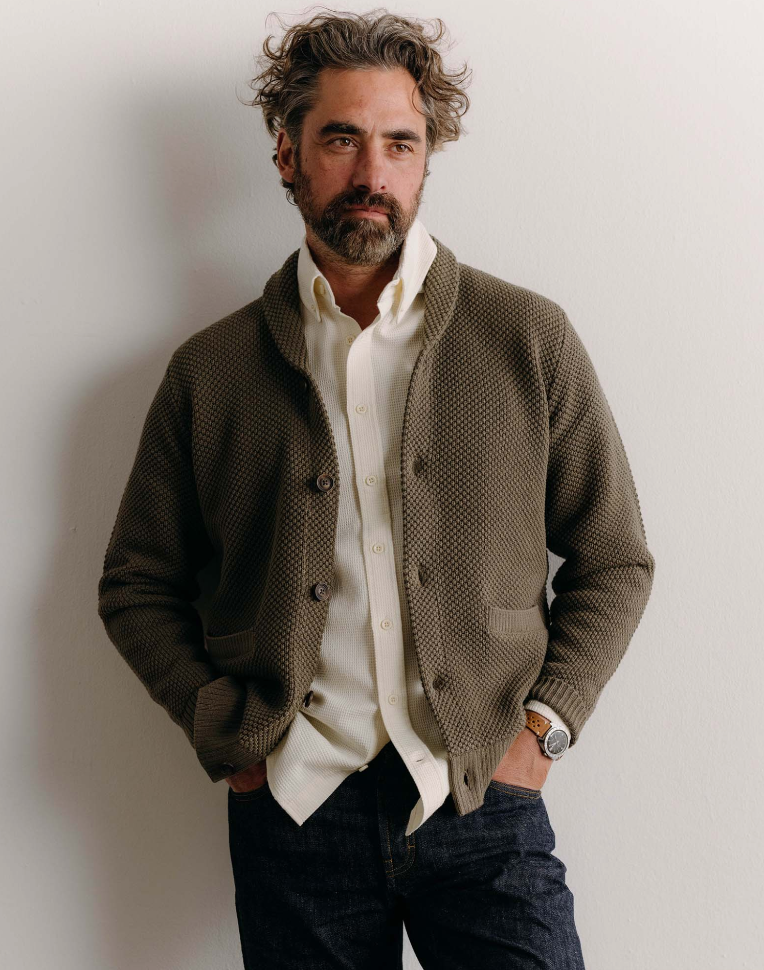 Taylor Stitch- The Crawford Sweater in Fatigue Olive