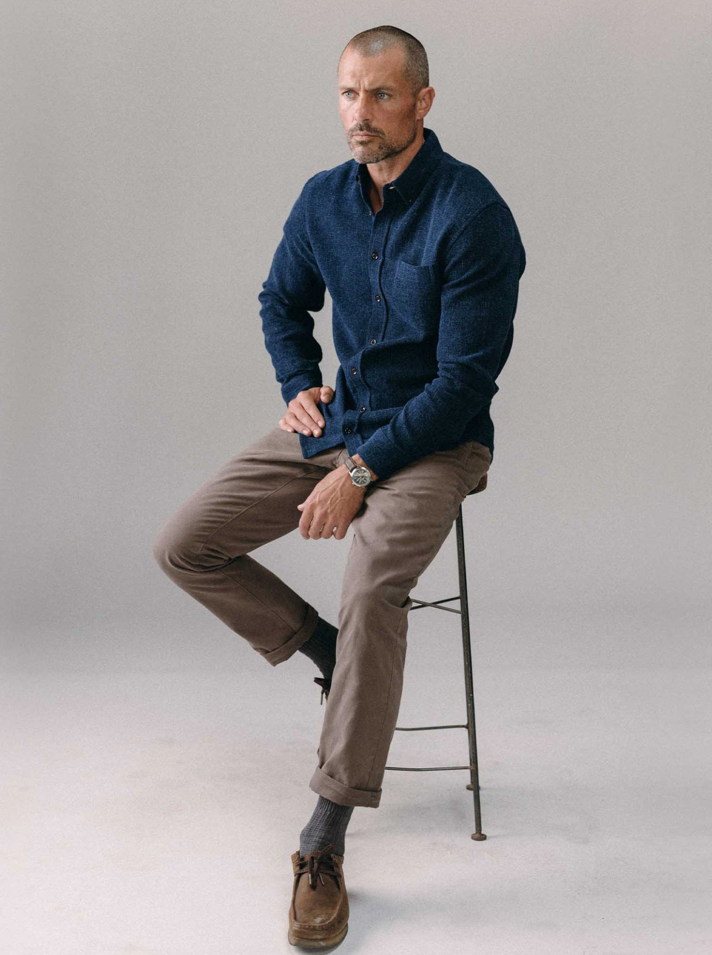Taylor Stitch- The Jack in Rinsed Indigo Waffle