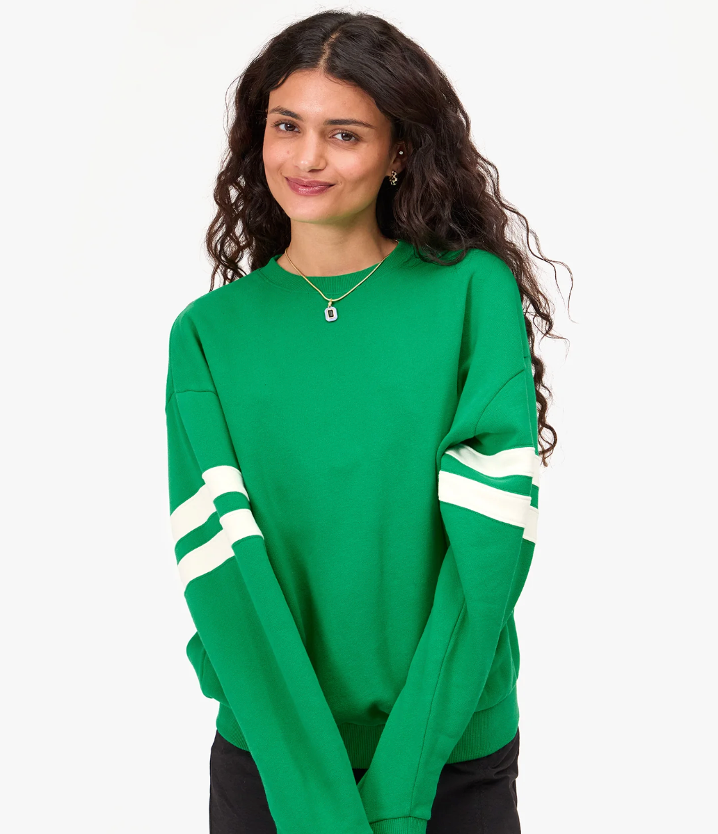Clare V. Oversized Varsity Sweatshirt Green