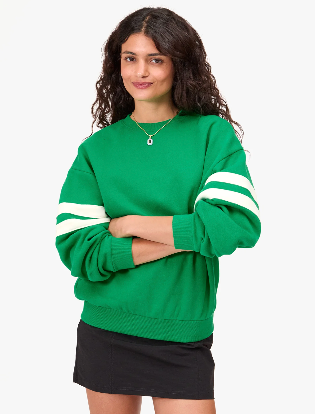 Clare V. Oversized Varsity Sweatshirt Green