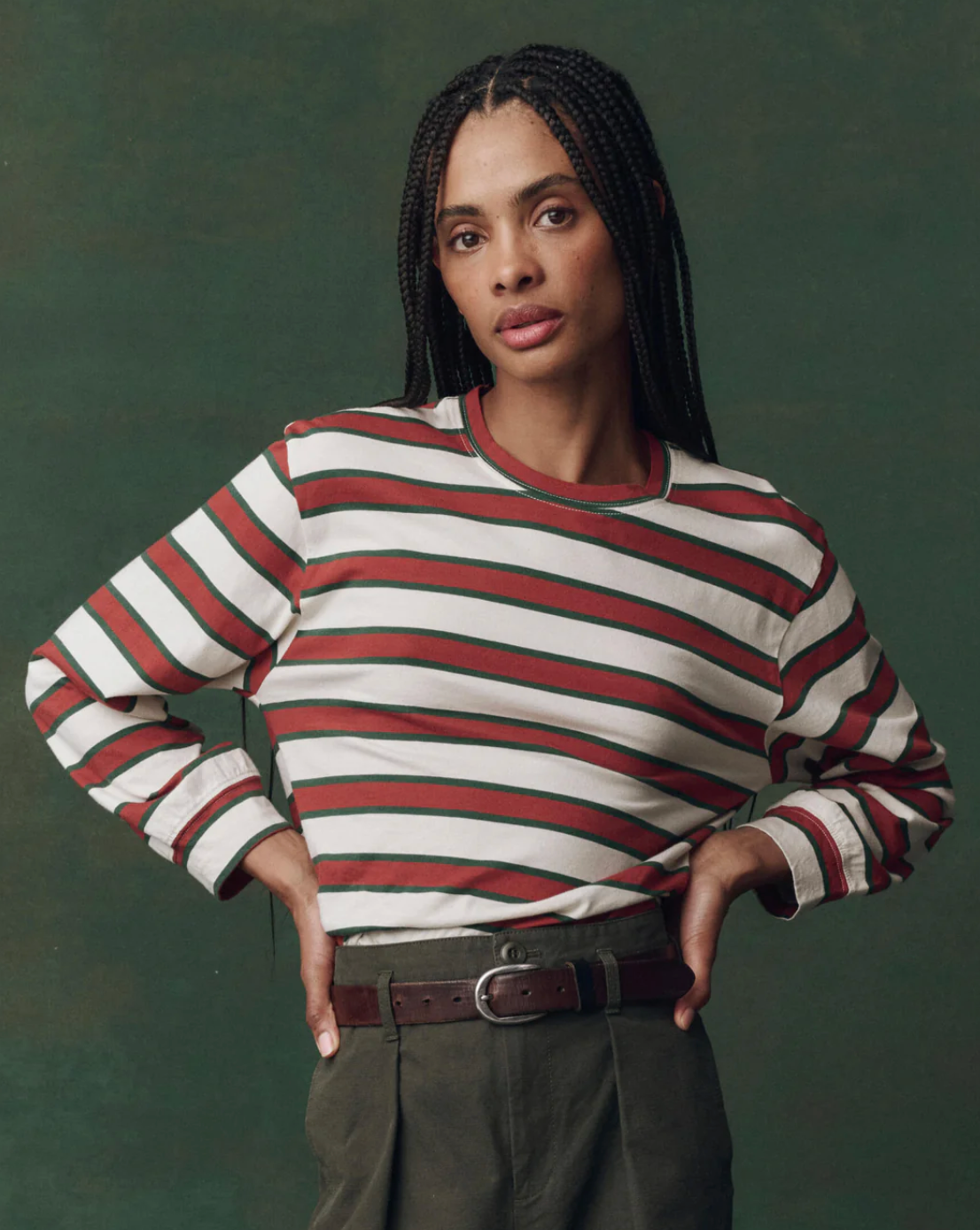 The Great. The Campus Crew in Cream Bridle Stripe