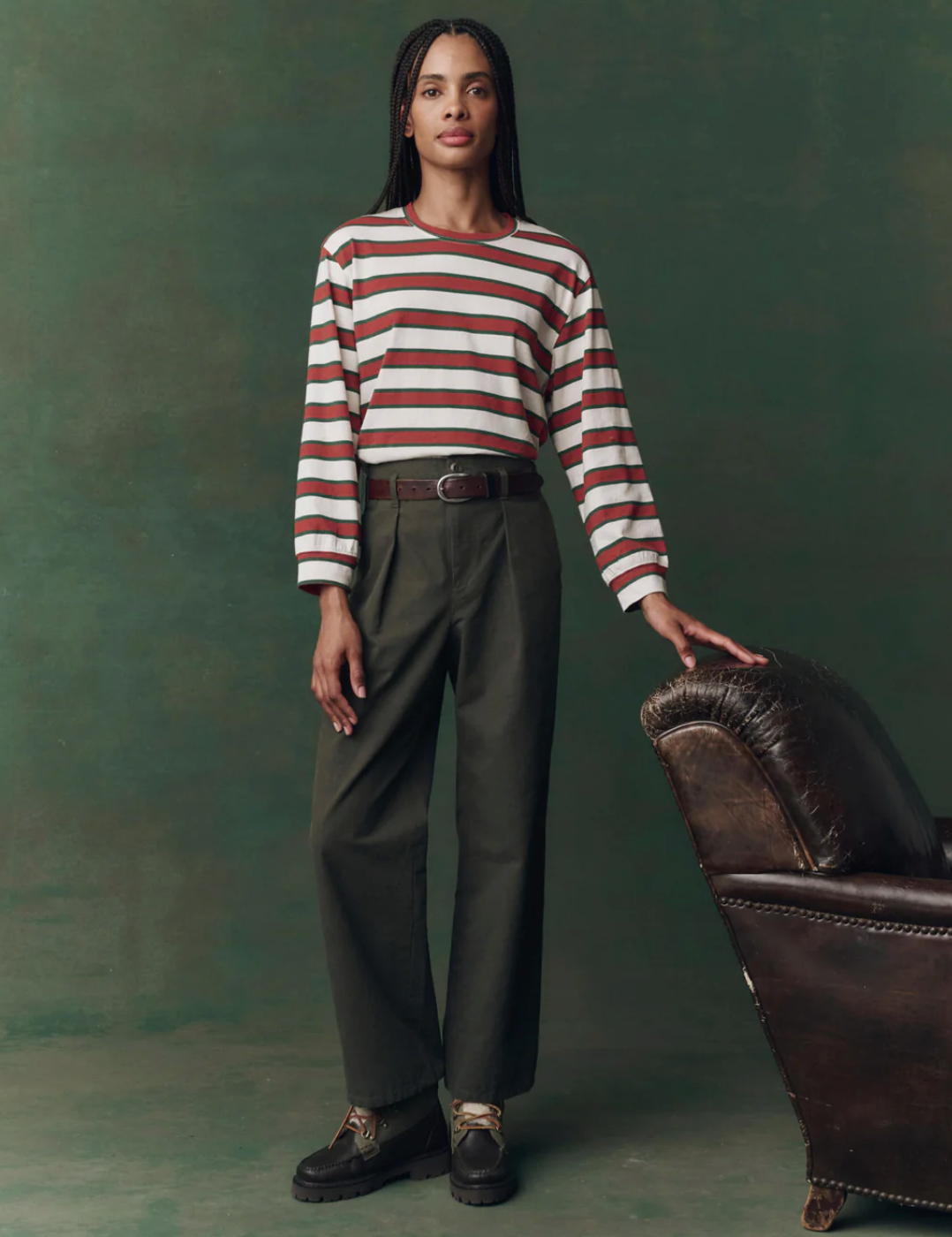 The Great. The Campus Crew in Cream Bridle Stripe