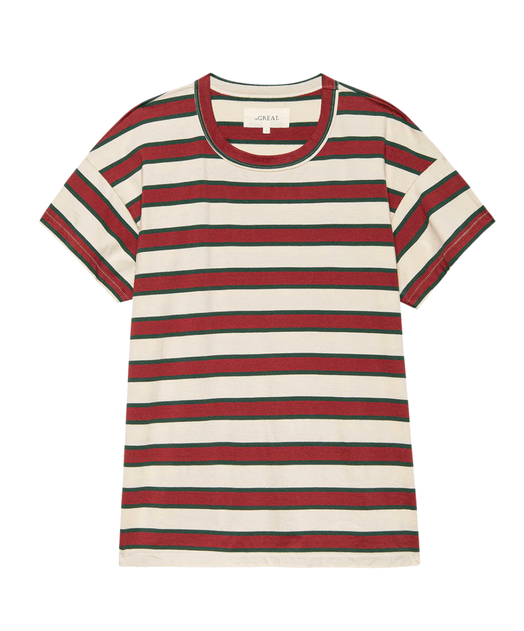The Great. The Boxy Crew in Cream Bridle Stripe