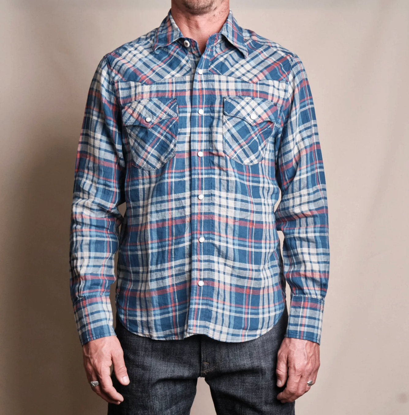 Freenote Cloth- Western Scout Kingfisher Blue Plaid