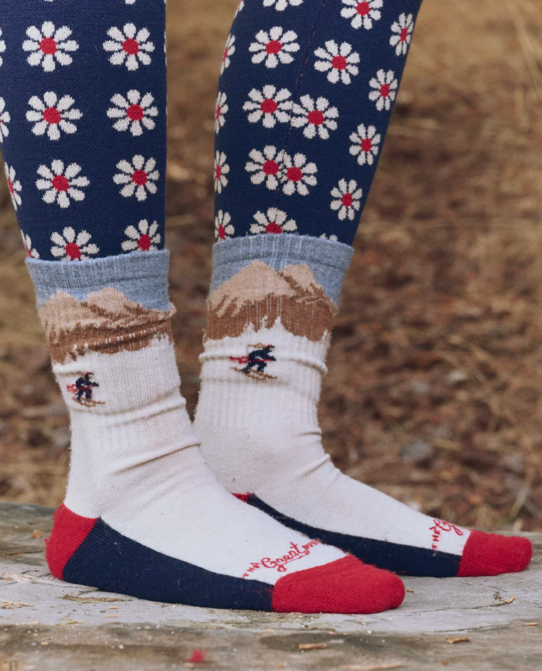 The Great Outdoors. The Ridge Runner Sock. Cream Skier