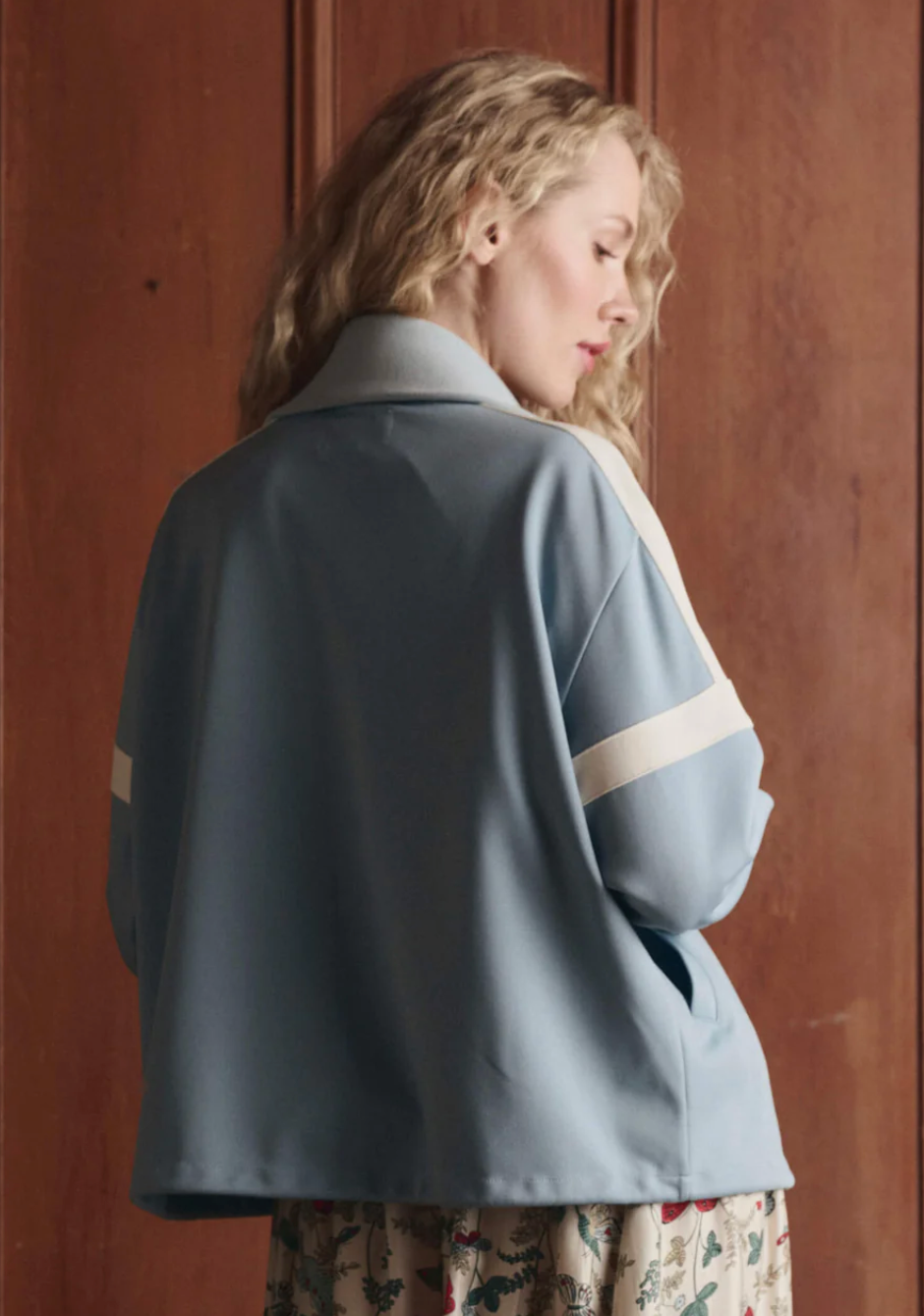 The Great. The Trainer Jacket in Robin Blue