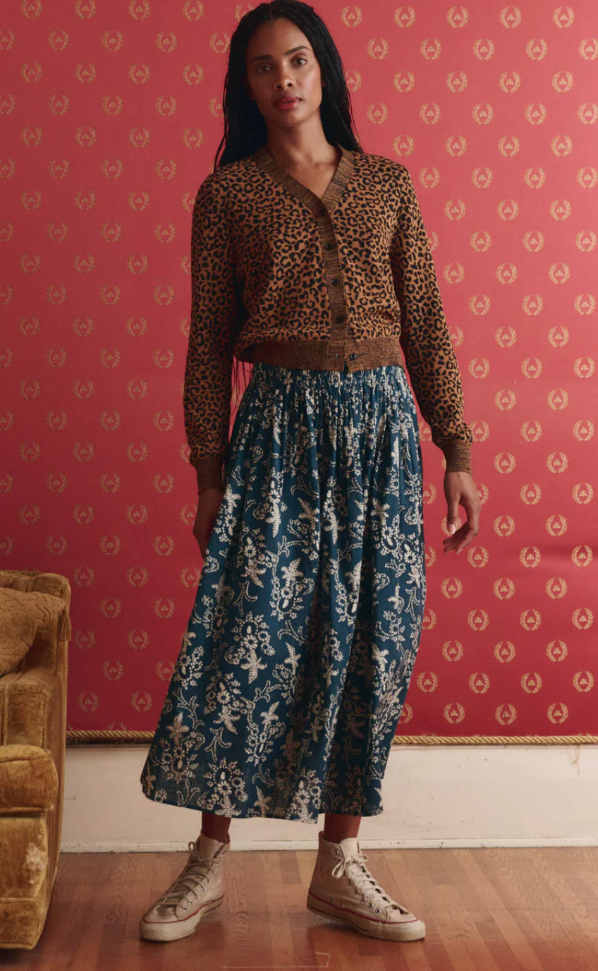 The Great. Viola Skirt in Indigo Bandana