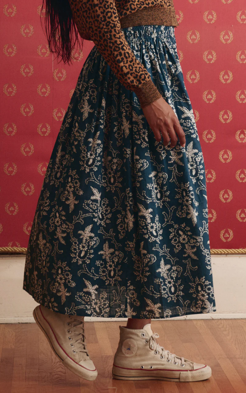 The Great. Viola Skirt in Indigo Bandana
