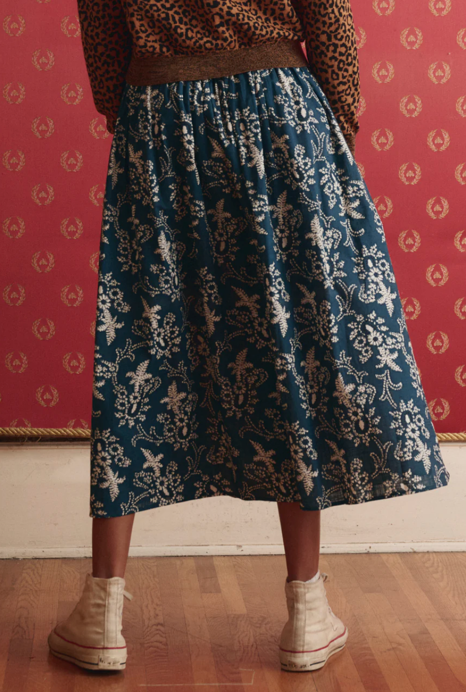 The Great. Viola Skirt in Indigo Bandana