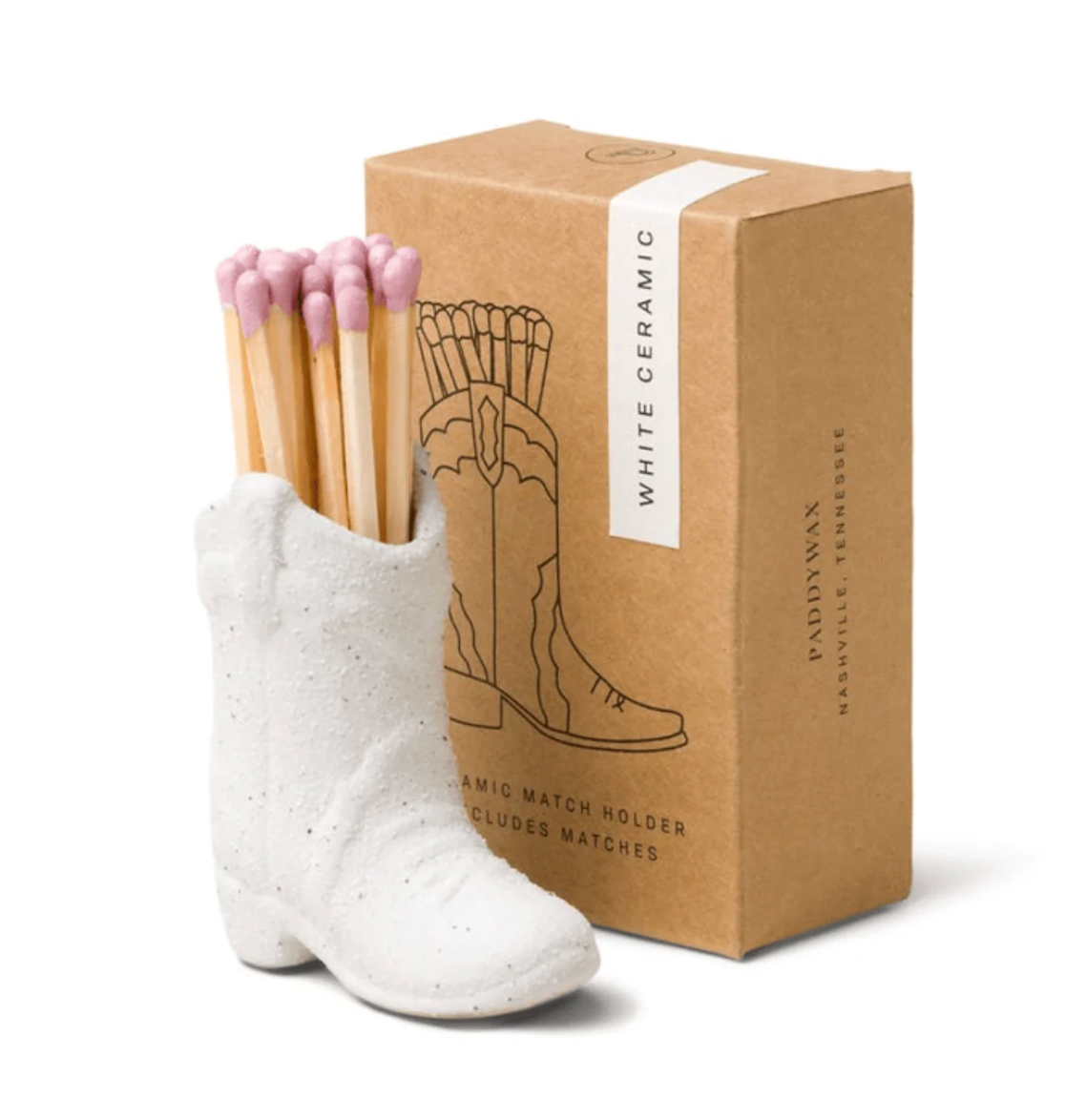 Paddywax- Cowboy Boot White Match Holder