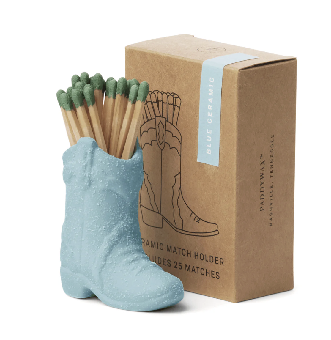 Paddywax- Cowboy Boot Match Holder in Light Blue