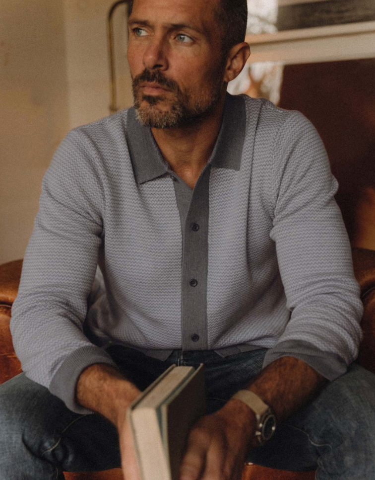 Taylor Stitch- The Nichols Polo in Heather Grey Birdseye Merino