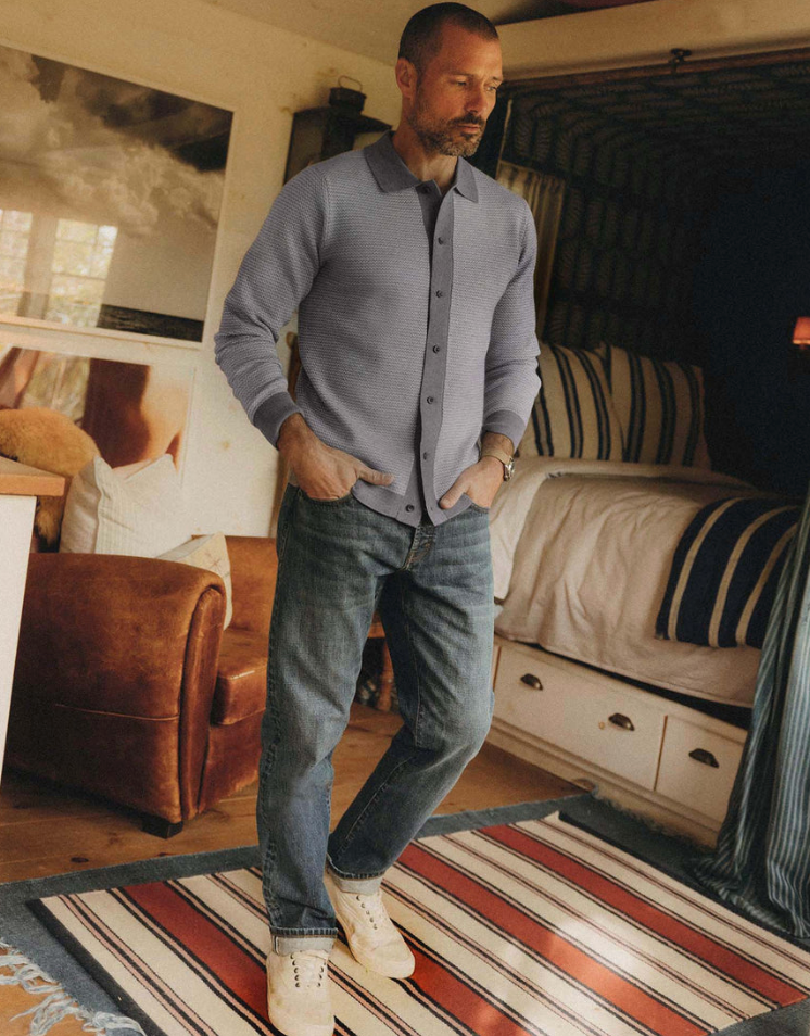 Taylor Stitch- The Nichols Polo in Heather Grey Birdseye Merino