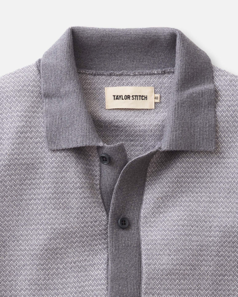 Taylor Stitch- The Nichols Polo in Heather Grey Birdseye Merino