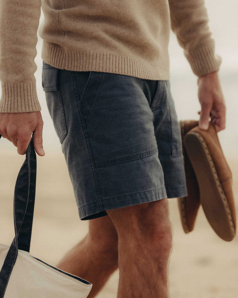 Taylor Stitch- The Surplus Short in Navy Reverse Sateen