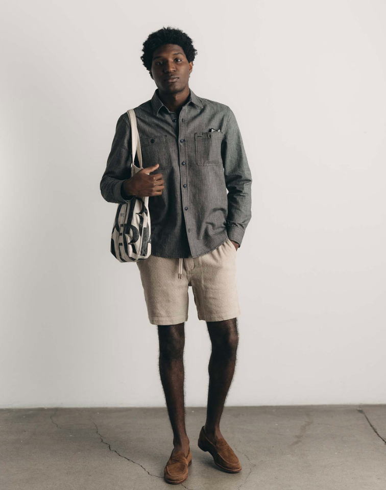 Taylor Stitch- The Apres Short in Heather Oat Crepe