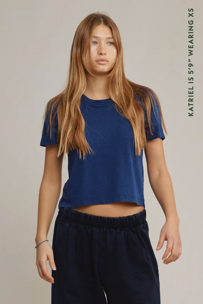 Jungmaven- Cropped Lorel Tee in Washed White