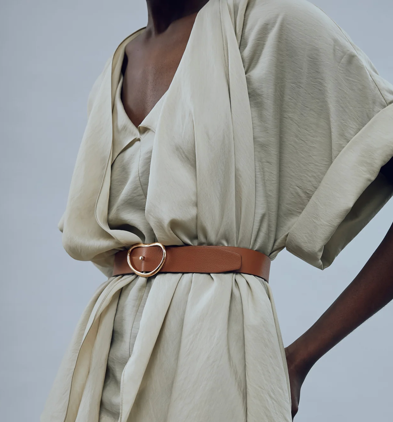 Lizzie Fortunato- Wide Georgia Belt in Tan