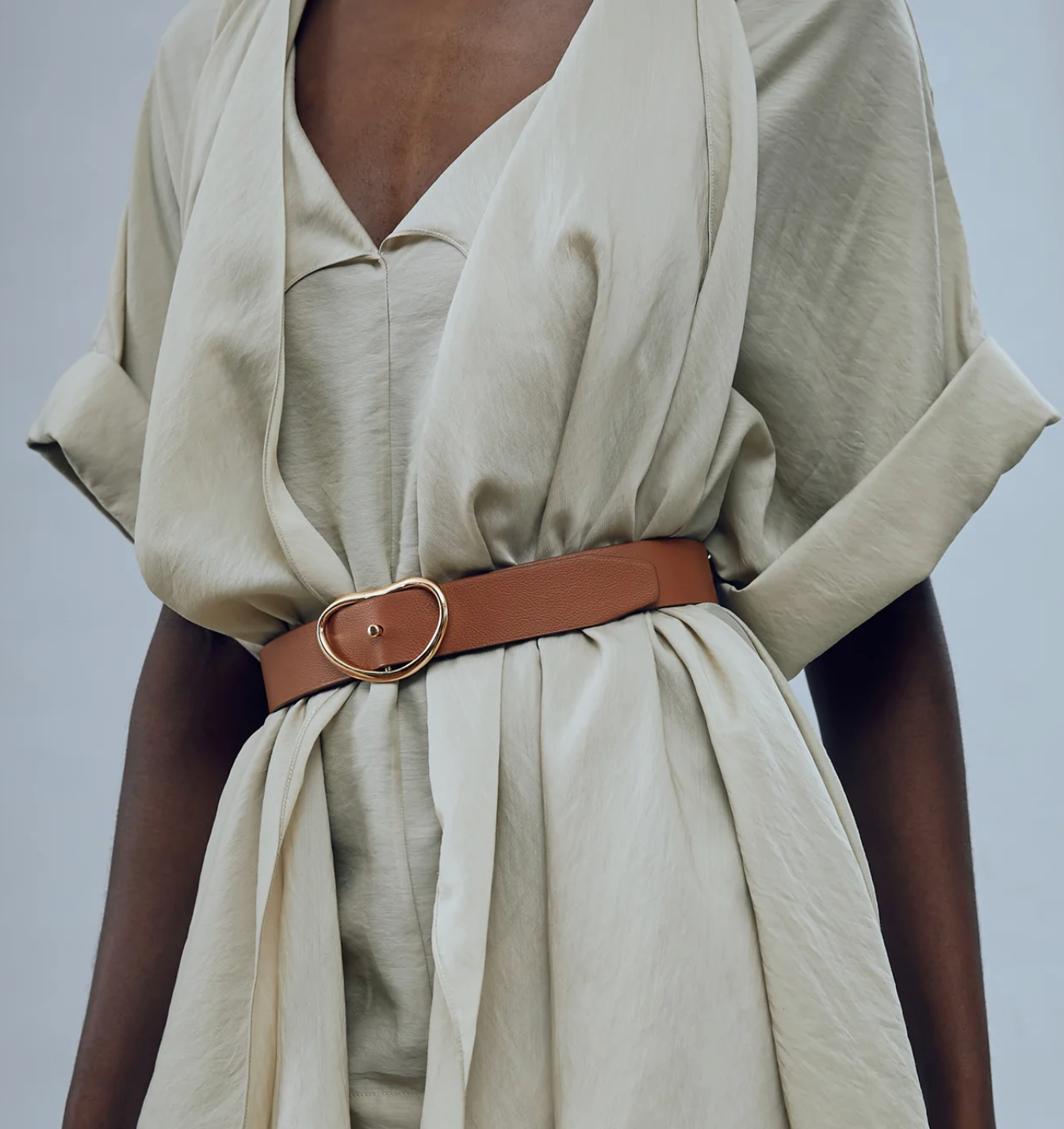 Lizzie Fortunato- Wide Georgia Belt in Tan