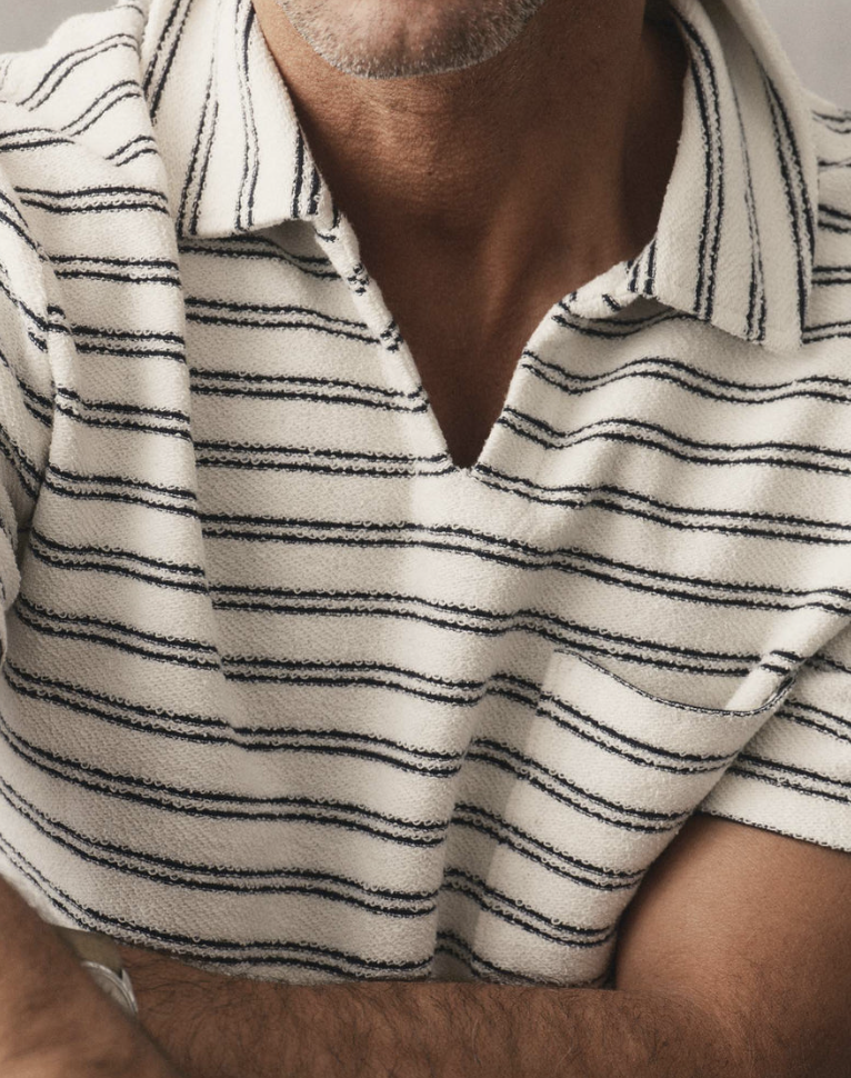 Taylor Stitch- The Meridian Polo in Marine Stripe