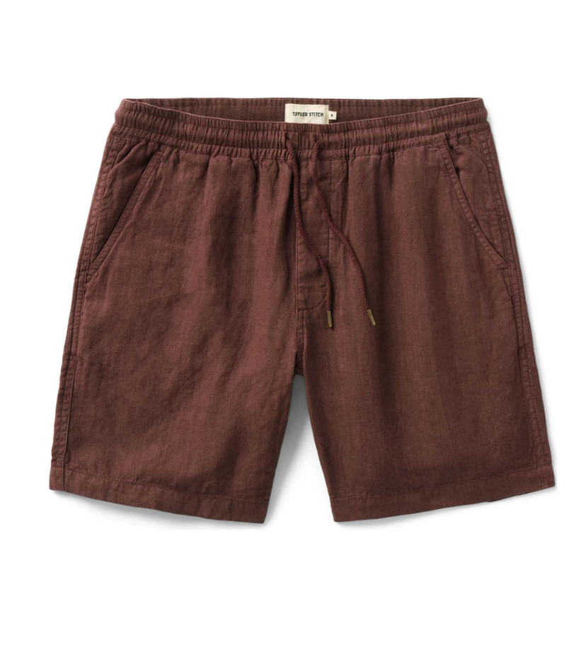 Taylor Stitch- Après Short in Burgundy Hemp