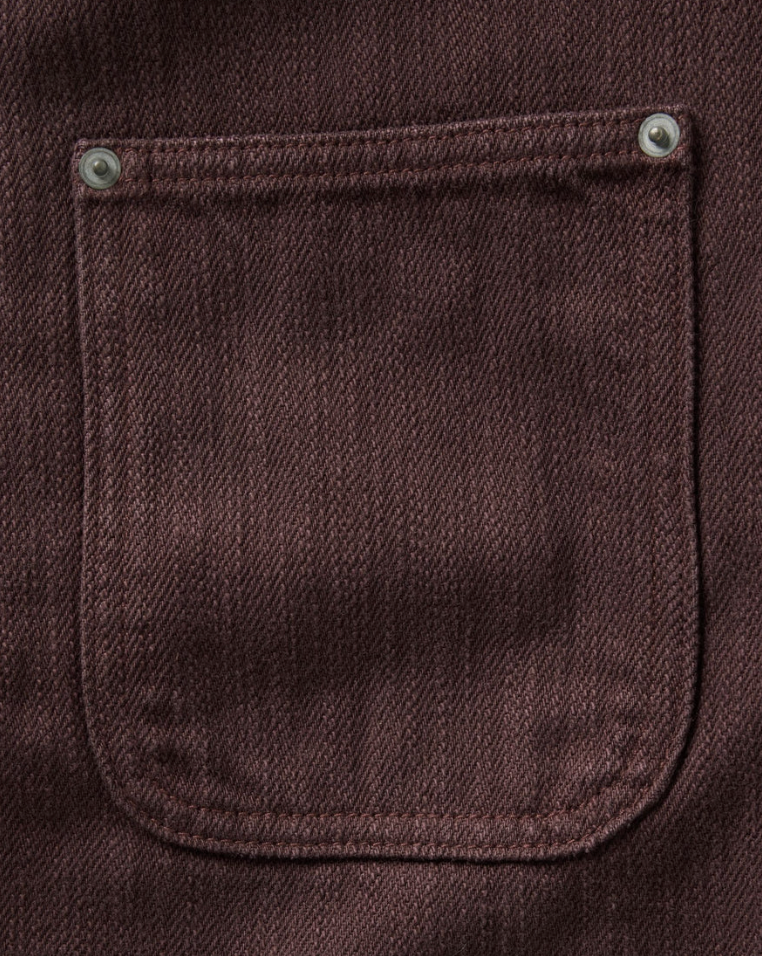 Taylor Stitch- The Milton Overshirt in Burgundy Slub Denim